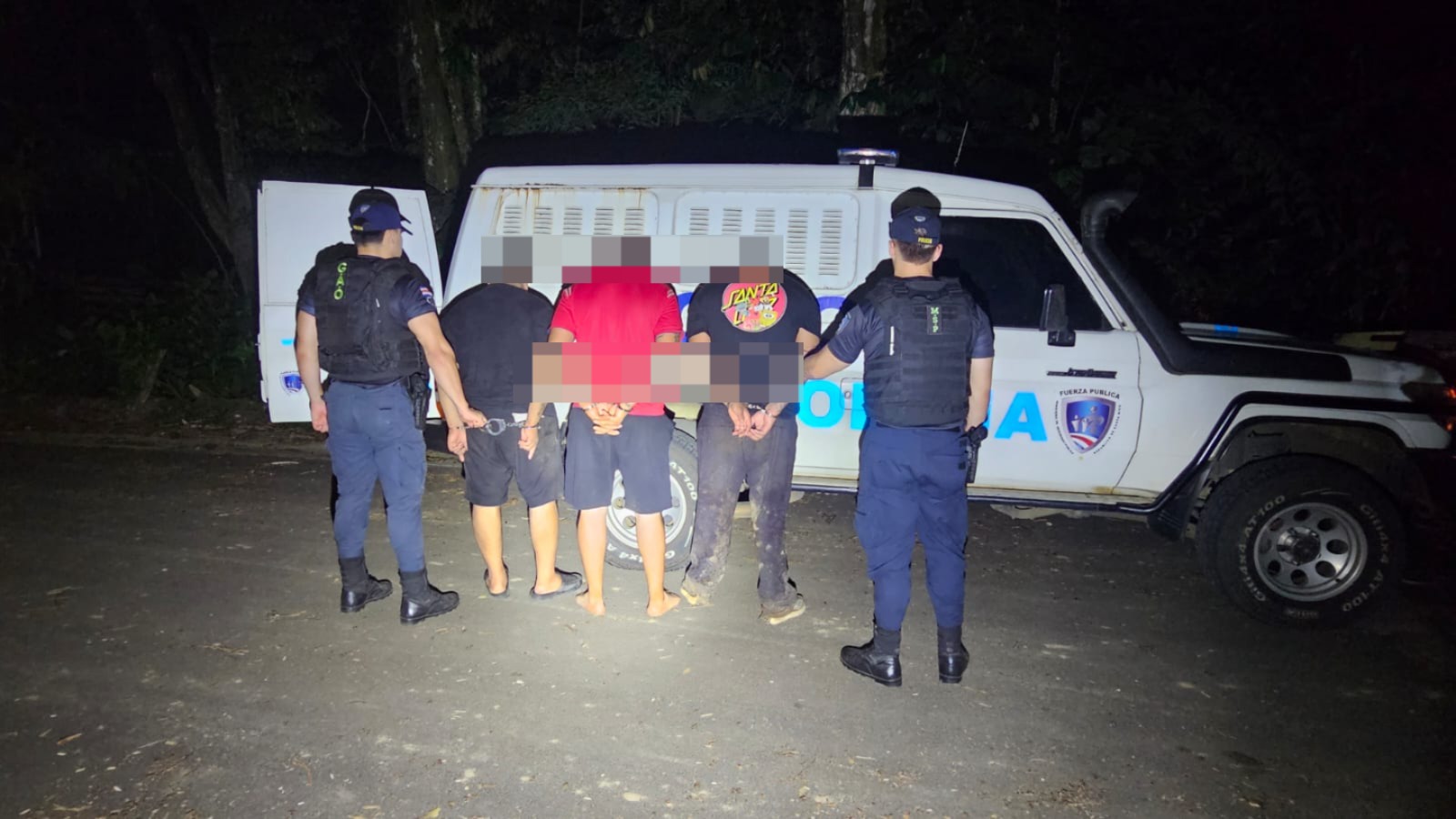 Golpe policial en San Carlos, Fuerza Pública captura a cinco hombres tras intensa persecución