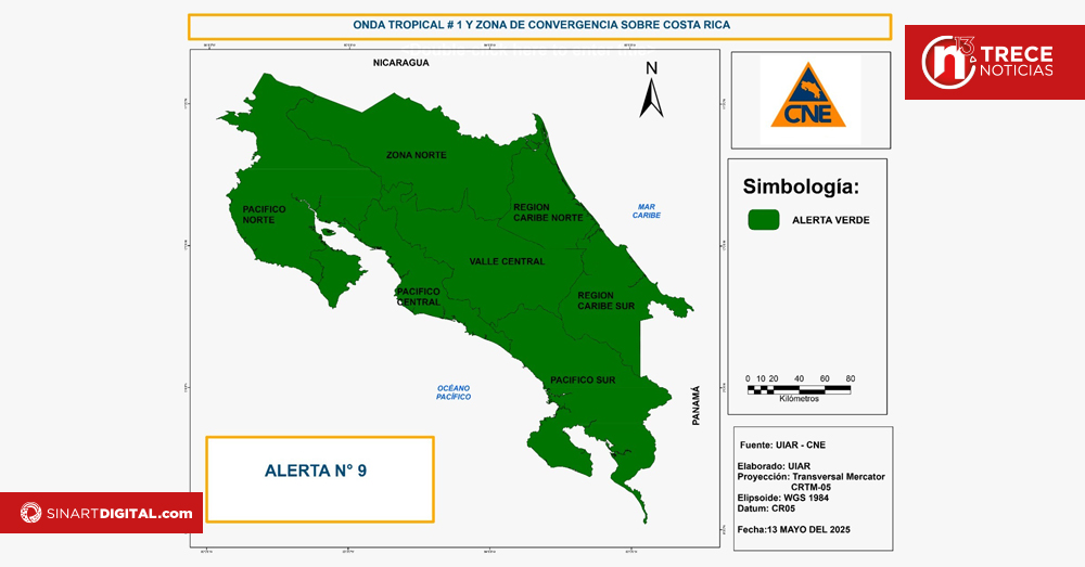 CNE declara Alerta Verde en todo el país por fuertes lluvias
