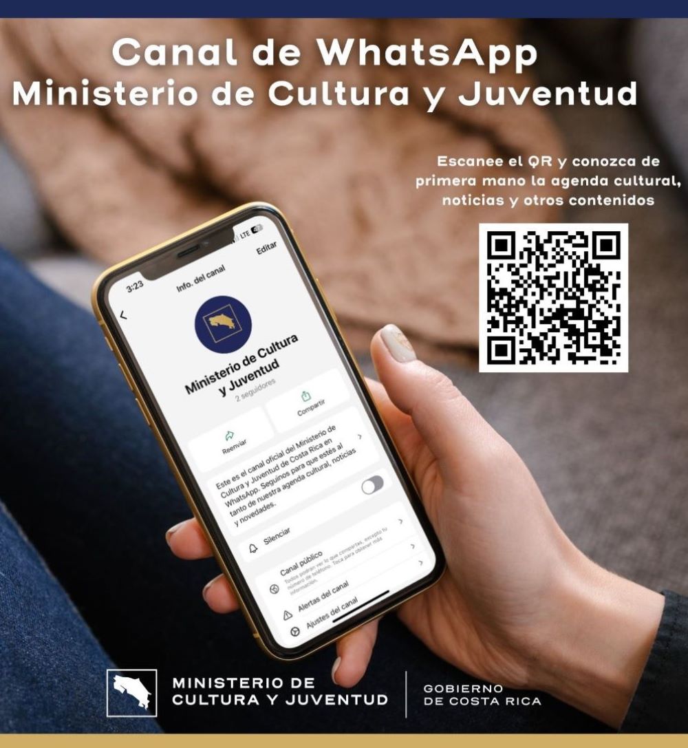 Ministerio de Cultura y Juventud le invita a ser parte su nuevo canal en WhatsApp