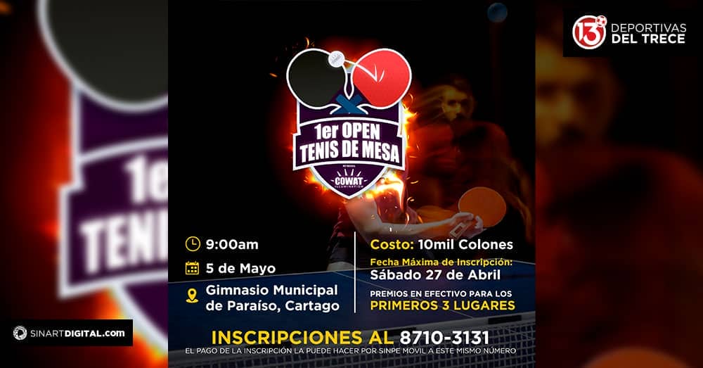 Paraíso de Cartago abre telón para el tenis de mesa