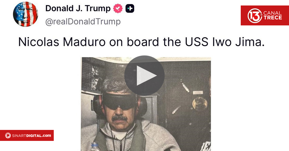 Trump publica foto de Maduro esposado y con los ojos tapados con gafas oscuras