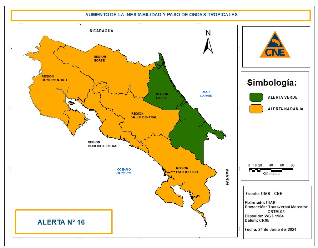 CNE declara alerta naranja para todo país, excepto Caribe