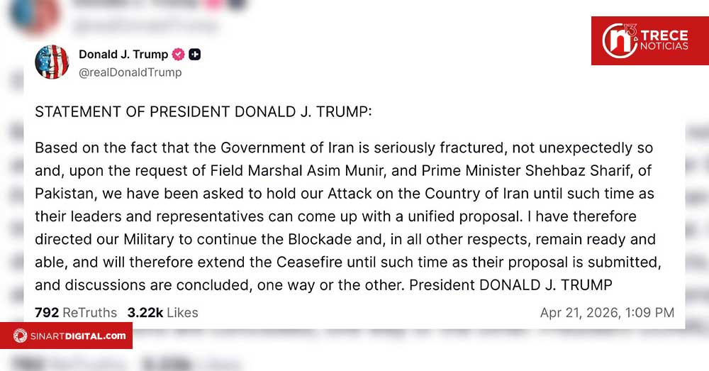 Trump extiende el alto el fuego con Irán para seguir negociando pero mantiene el bloqueo naval