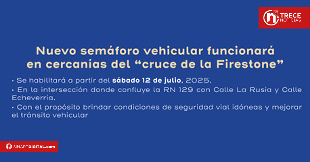 Modifican circulación en cruce de la Firestone y activan nuevo semáforo este sábado
